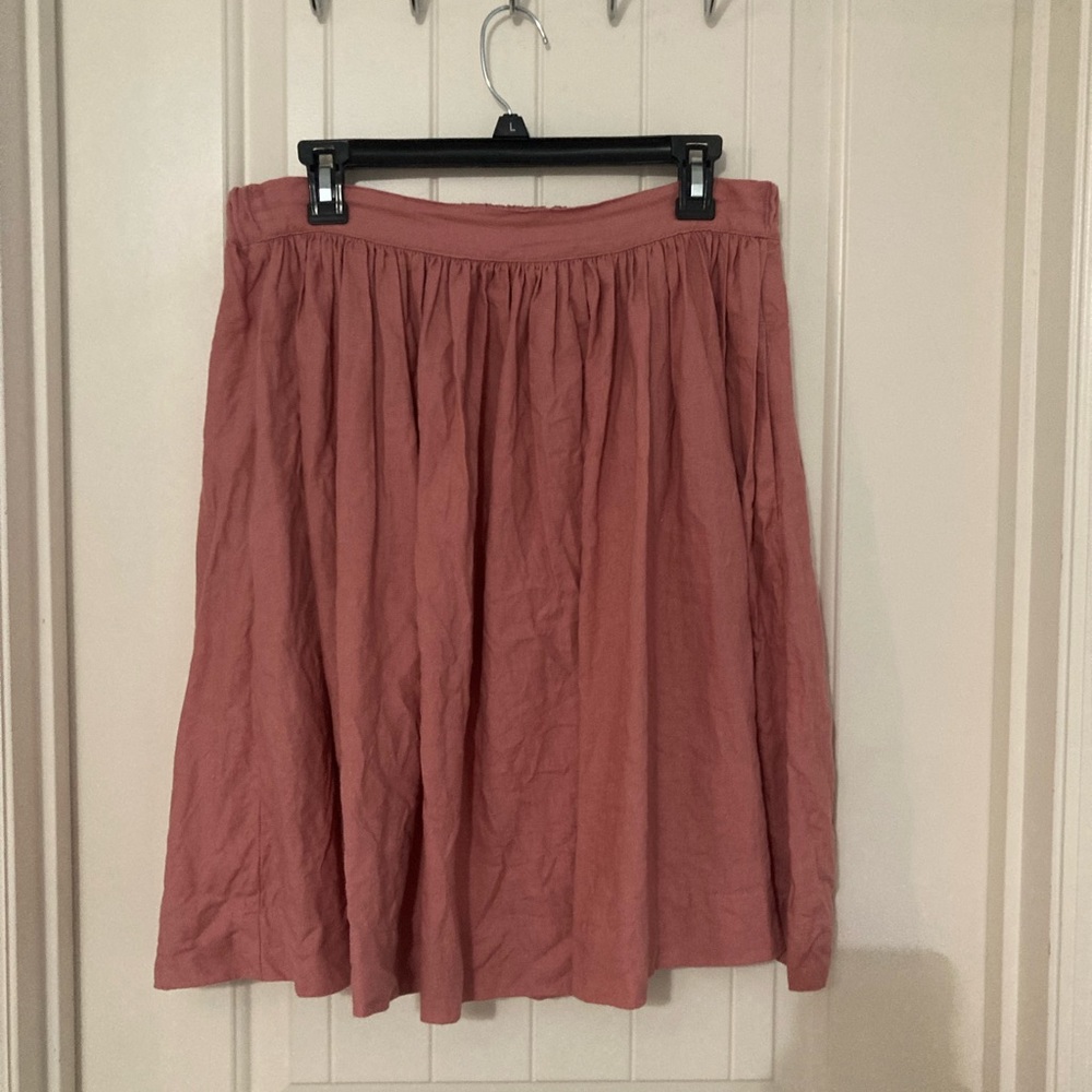 M/L Not Perfect Linen Salmon Blush 50’s City Skirt